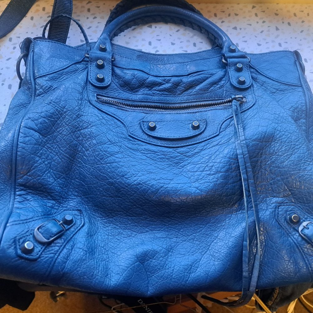 BALENCIAGA Motocross Classic First Bag in Blue